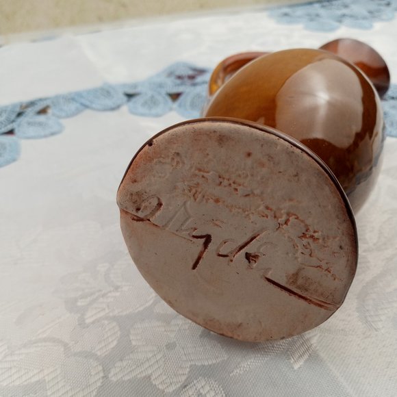 Dryden Pottery Handmade Brown Drip Glazed Ewer Pitcher Pair 7-1/2" - Picture 6 of 8